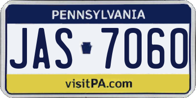 PA license plate JAS7060
