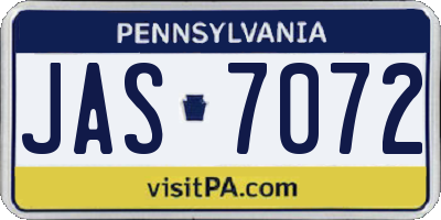 PA license plate JAS7072