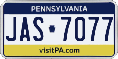 PA license plate JAS7077