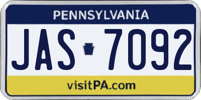 PA license plate JAS7092