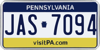 PA license plate JAS7094