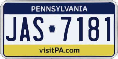 PA license plate JAS7181