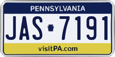 PA license plate JAS7191