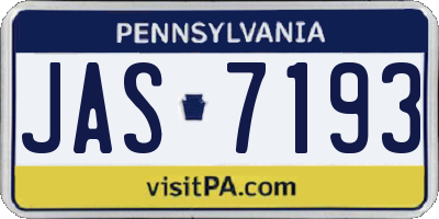 PA license plate JAS7193