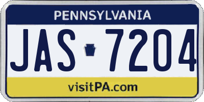 PA license plate JAS7204