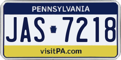 PA license plate JAS7218