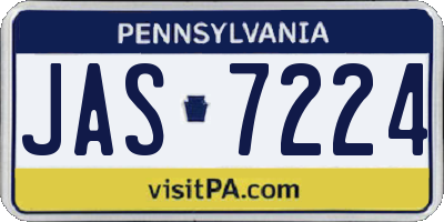PA license plate JAS7224