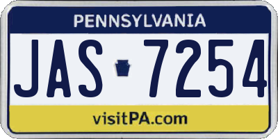 PA license plate JAS7254