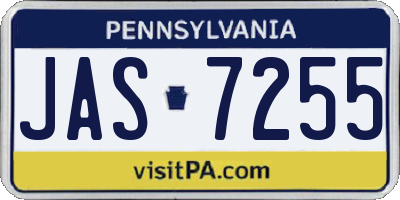 PA license plate JAS7255