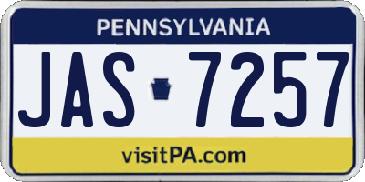 PA license plate JAS7257