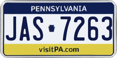PA license plate JAS7263