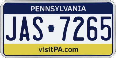 PA license plate JAS7265