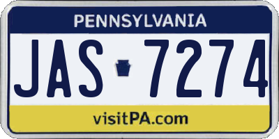 PA license plate JAS7274