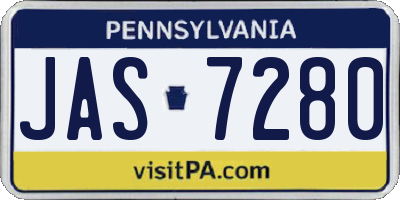 PA license plate JAS7280