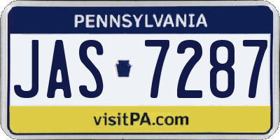 PA license plate JAS7287