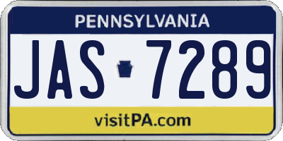 PA license plate JAS7289