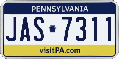PA license plate JAS7311