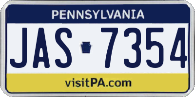 PA license plate JAS7354