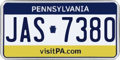 PA license plate JAS7380