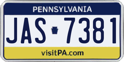 PA license plate JAS7381