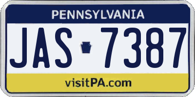 PA license plate JAS7387