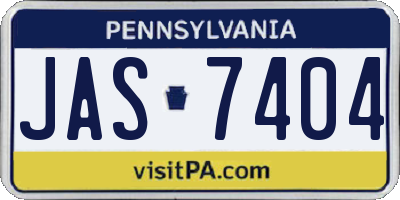 PA license plate JAS7404