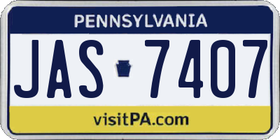 PA license plate JAS7407