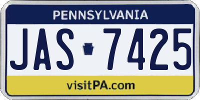 PA license plate JAS7425
