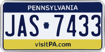 PA license plate JAS7433
