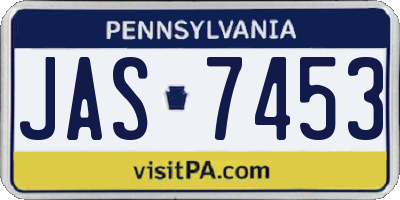 PA license plate JAS7453