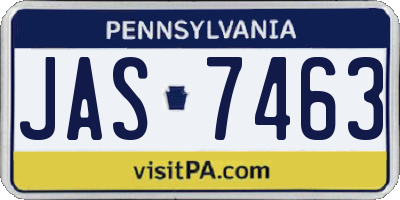 PA license plate JAS7463