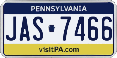 PA license plate JAS7466