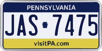 PA license plate JAS7475