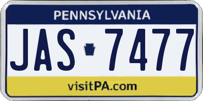 PA license plate JAS7477