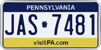 PA license plate JAS7481