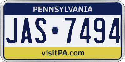 PA license plate JAS7494