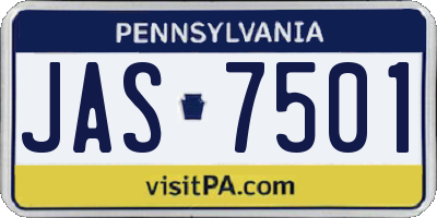 PA license plate JAS7501