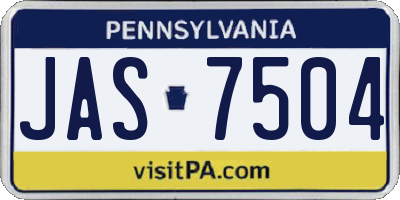 PA license plate JAS7504