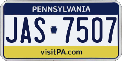 PA license plate JAS7507