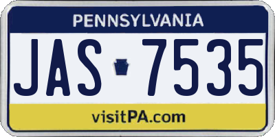 PA license plate JAS7535