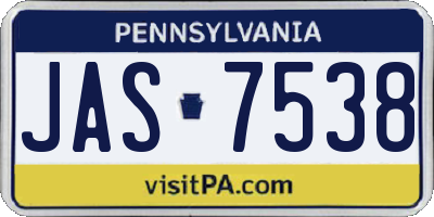 PA license plate JAS7538