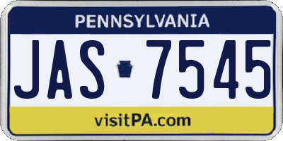 PA license plate JAS7545