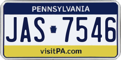 PA license plate JAS7546