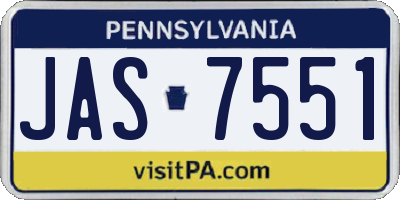 PA license plate JAS7551
