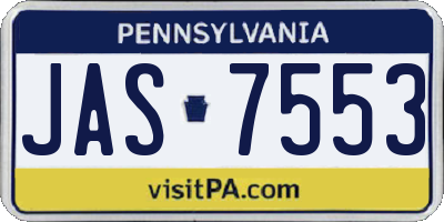 PA license plate JAS7553