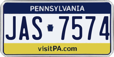 PA license plate JAS7574