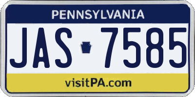PA license plate JAS7585