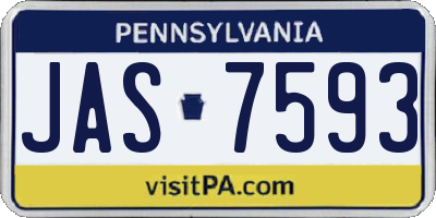 PA license plate JAS7593
