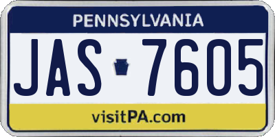 PA license plate JAS7605