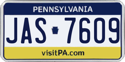 PA license plate JAS7609